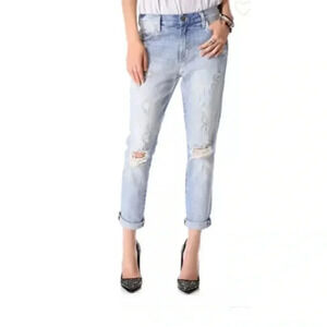 Women WILDFOX blue Marissa Slouchy Slim Boyfriend Distressed Crop Jeans 25 EUC